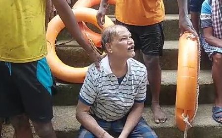 MAN RESCUED FROM MAHANADI RIVER