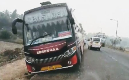 BUS SKIDS OFF ROAD IN BALASORE, CLOSE SHAVE FOR PASSENGERS