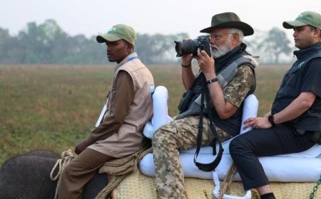 PM MODI TAKES SAFARI IN KAZIRANGA NATIONAL PARK