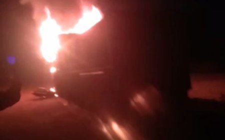 TRUCK SET ON FIRE AFTER YOUTH DIES IN ACCIDENT