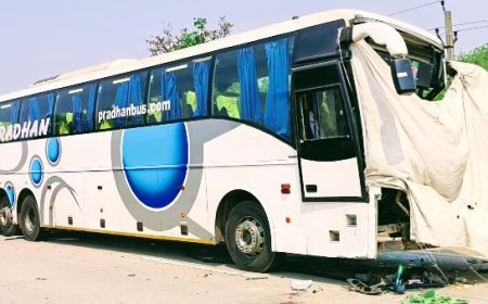 DRIVER, HELPER KILLED AS BUS HITS TRUCK