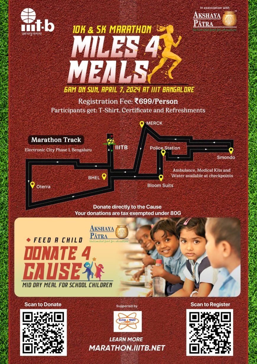 IIIT-B and Akshaya Patra Join Forces for Miles4Meals Marathon, 95-Year-Old Runner Registers