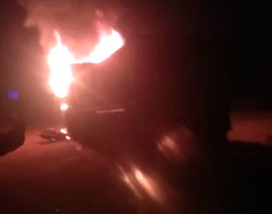 TRUCK SET ON FIRE AFTER YOUTH DIES IN ACCIDENT