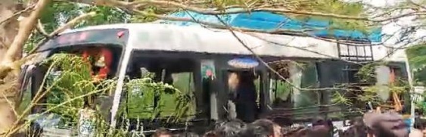 OVER 10 INJURED AS BUS HITS ROADSIDE TREE