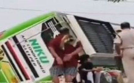 CLOSE SAVE FOR 40 PASSENGERS AS BUS OVERTURNS