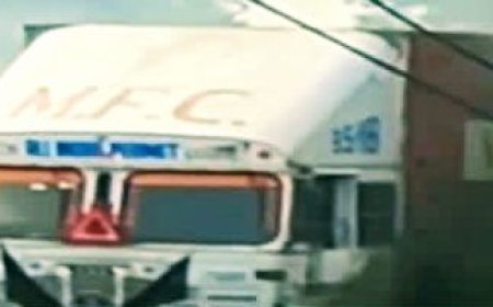 Chemical-laden container catches fire