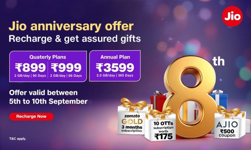 Jio announces 8th anniversary offer for mobility users