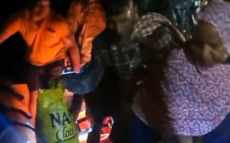 Odisha Fire & Emergency Services personnel rescue three family members from water-surrounnded house in Bhadrak