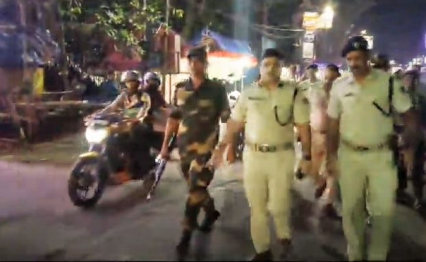 Commissionerate Police conducts flag march in Bhubaneswar ahead of Durga Puja celebrations