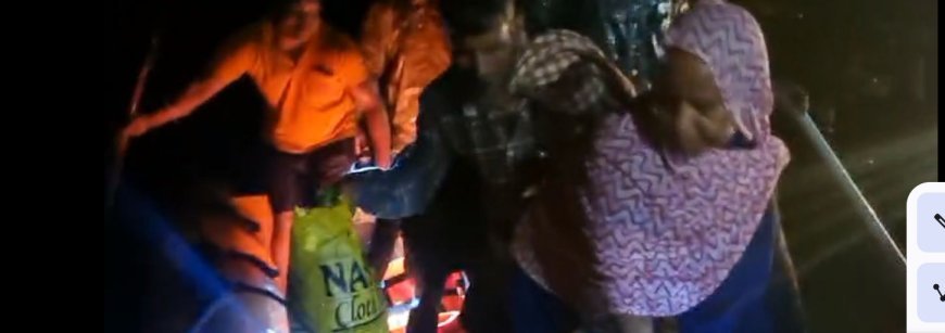 Odisha Fire & Emergency Services personnel rescue three family members from water-surrounnded house in Bhadrak