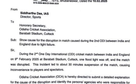 Odisha Cricket Association served notice over floodlight issue