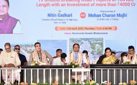 ୪ ହଜାର ୧୭୩ କୋଟି ଟଙ୍କା ବ୍ୟୟରେ ପ୍ରାୟ ୧୫୪ କିଲୋମିଟର ଦୀର୍ଘ ୧୯ଟି ସଡ଼କ ପ୍ରକଳ୍ପର ଶୁଭାରମ୍ଭ କଲେ ନିତିନ ଗଡ଼କରୀ