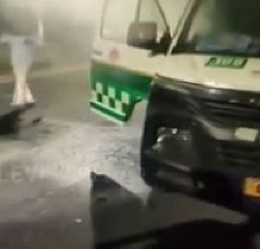 Ambulance carrying patient catches fire