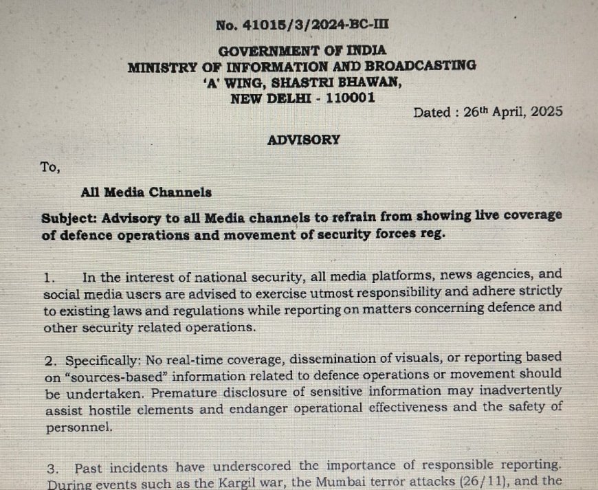 Advisory issued to media outlets on defence issues