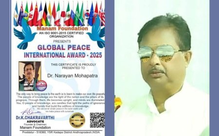 Dr. Narayan Mohapatra  awarded GLOBAL PEACE INTERNATIONAL AWARD 2025