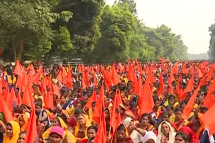 Thousands of Anganwadi workers take to streets in Bhubaneswar