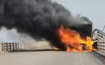 Trailer catches fire on bridge, none hurt