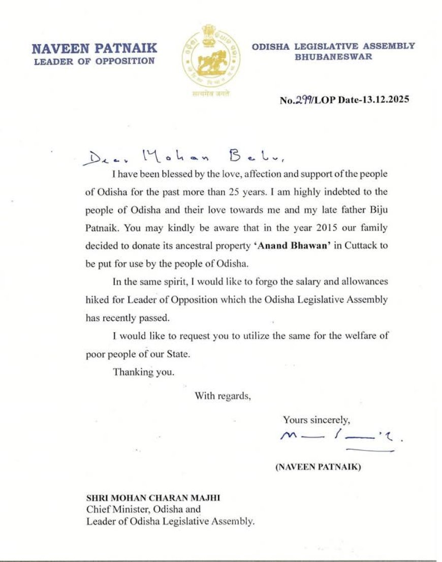 Naveen Patnaik Embodies True Spirit of Father Biju Patnaik by Forgoing Salary Hike for Welfare of Poor